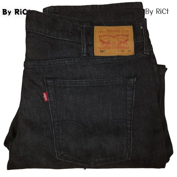 Levi's 541 Tapered Athletic Fit Men's Jeans Size 38x32 High Rise Zip Black Denim - Picture 11 of 11
